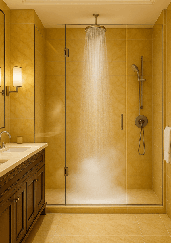 box de banheiro com tecnologia em água quente